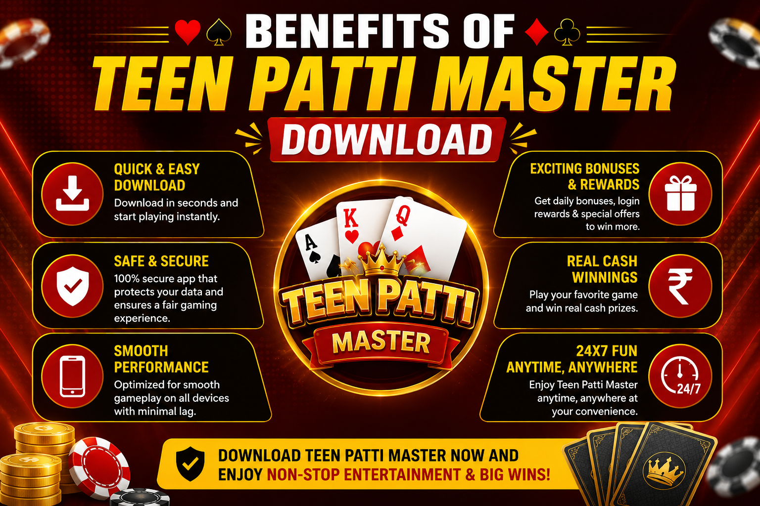 Benefits of Teen Patti Master Download